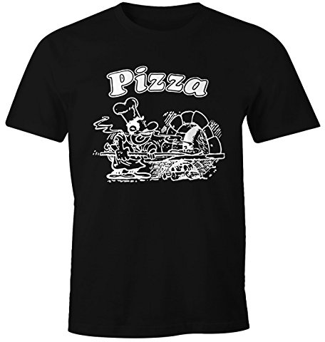 MoonWorks Pizza Shirt Schachtel Motiv Italiano Italien Fun-Shirt Schwarz 3XL