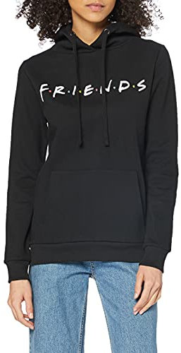 FRIENDS Women's Friends Titles Hoodie, Black (Black Blk), S