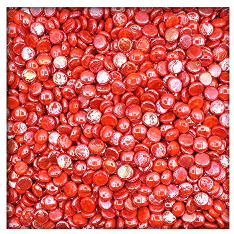 Kieskönig 1 kg opake Glasnuggets Glassteine Muggelsteine Mosaiksteine 17-19 mm Rot