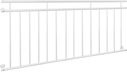 ECD Germany Ringhiera Balcone Francese - 90 x 184 cm con 14 Barre - Bianco - in Acciaio Verniciato - Supporto Protezione Finestre Griglia Parapetto Balaustra Inferriata a Sbarre Recinzione da Terrazza