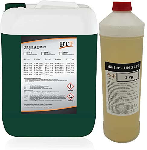 BTT-BA Epoxidharz Bodenbeschichtung RAL 6005 für 50m² Außen Fliesenlack Betonfarbe Estrichfarbe Balkonfarbe Betonplattenfarbe Terrassenfarbe Gehwegfarbe Gießharz Epoxy