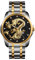TONSHEN Herren Fashion Edelstahl Uhren Analog Quarz Datum Drache Armbanduhr (Silber Schwarz)