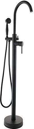 Wannenarmatur Freistehende Armatur Standarmatur Badewannenarmatur Badewanne Handbrause Brausegarnitur Mischbatterie Boden schwarz