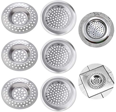 WOVTE Sink Strainer Plug, 6pcs Kitchen Bathroom Sink Strainer Cover & Shower Drain Cover Hair Catcher