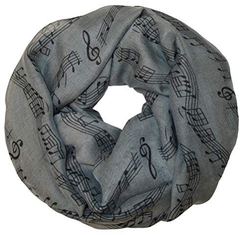 thb Richter Schlauchschal/Schal und Krawatte/Necktie mit Musiknoten Notenschlüssel für Musik-Veranstaltungen Chor Rundschal Loopschal Kunst (Anthrazit)
