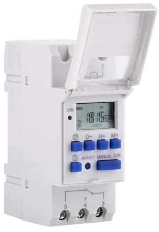 zeitschaltuhr digital, zeitschaltuhr Steckdose, Timer digital, 12V Hutschienen Montage mit LCD Anzeige Wöchentlich programmierbarer Timer, steuernder Timer-Schalter mit 16 EIN/AUS