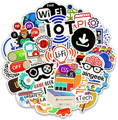 50pcs Vinyl Developer Programming Stickers C++ Stickers App Decals for Developer Programming Language Geeks Engineers Hackers