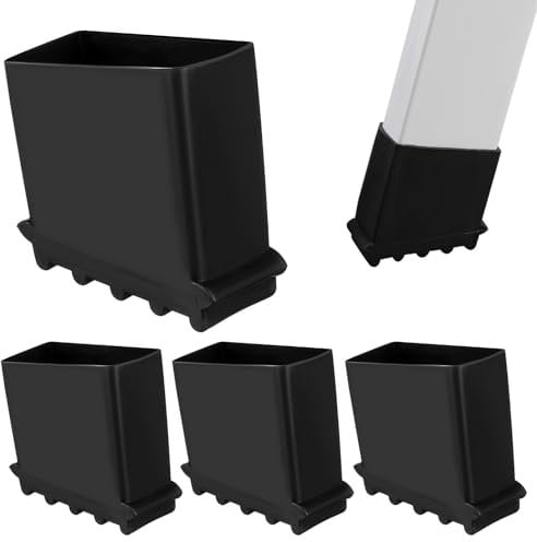 Housoutil 4-Step Non-Slip Ladder Feet, Rubber Pads Covers, Black, 5x5cm