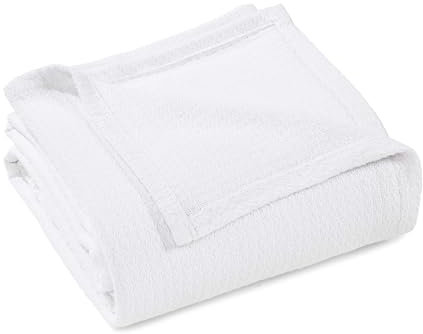 Superior Baumwolldecke mit Waffelmuster, für Picknick, Strand, Reisen oder Camping, Bequeme Decke, Schlafzimmer-Dekor, Essentials, Bezug für Bett, Couch, Lounging, Wabenstrick, Kingsize, Weiß