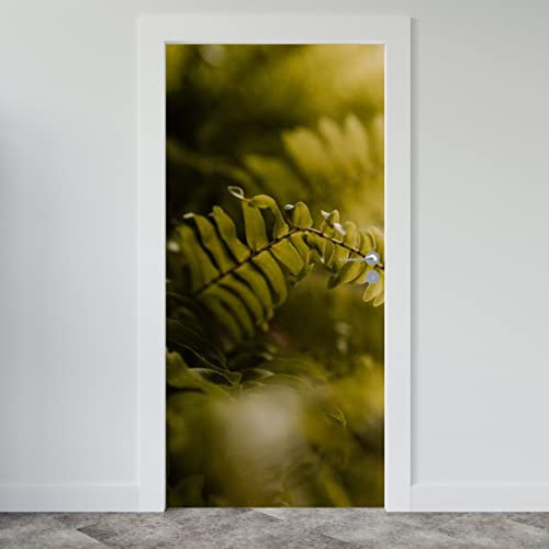Estika Türtapete selbstklebend - Grüner Farn - 95x205 cm - Einem Bogen Türposter, Modern Türaufkleber, Aufkleber PVC Folie, Klebefolie für türen, Tür tattoo, Modern decoration