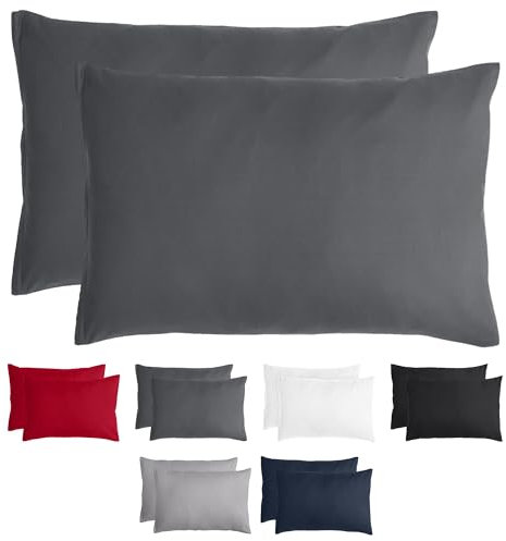 Komfortec Kissenbezug 40x60 cm 2er Set aus Gebürstet Mikrofaser mit Reißverschluss, Atmungskativ und Weich – Anthrazit