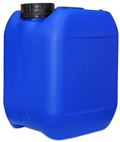 plasteo® Lot de 20 bidons de 5 litres avec fermeture de sécurité (DIN 51), adaptés à un usage alimentaire, portables, empilables et stables, qualité lourde, robustes et durables, pour l'intérieur et