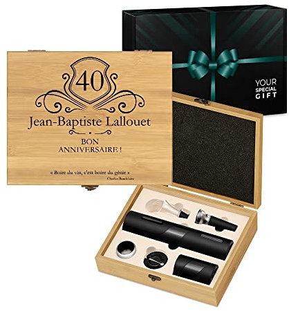 Maverton Coffret du Sommelier Imprimé - Set sommelier Personnalisé avec Accessoires pour Homme - pour Connaisseur - Cadeau Homme - Cadeau Personnalisé - Cadeau Anniversaire Homme - génie