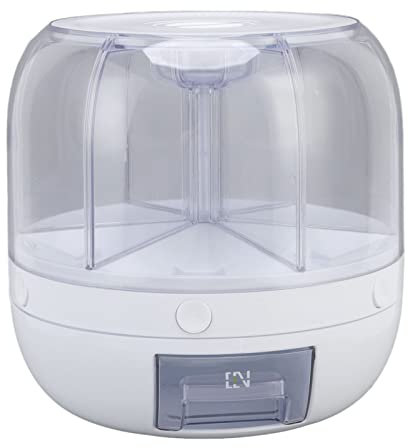 Rice Dispenser, 360° Rotating 6 Compartment Classified Storage Cereal Dispensers with Removable Lid One Click Delivery Transparent Moisture Food Storage Containers (10kg)