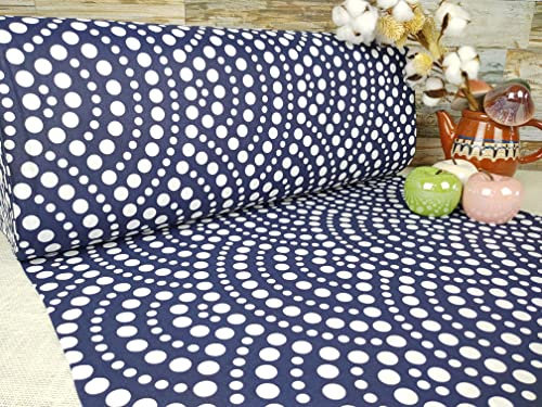 240cm Extrabreit Popeline Baumwolle Stoff Meterware ab 50cm 100% Baumwollstoff Stoffe Bastelstoff ÖKO-TEX Ranforce Kinderstoffe Stoffe Babystoffe Punkte VP0G014 (Punkte Weiß mit Dunkelblau HG)