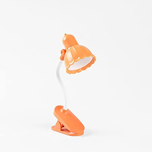 ceyoom Portable Reading Lights for Books in Bed, Cute Novelty Flower Lamp for Girls, Adjustable LED Clip-on Light, Battery Operated Mini Warm Lamps for Decorating Office Desk (Orange)