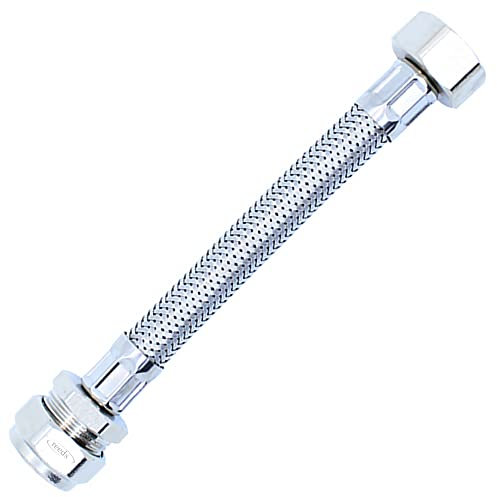 Reeds 15mm x 1/2inch Short Flexible 150mm Braided Tap & Inlet Valve Connector