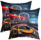Rennwagen 2er Set Kissenbezüge Extremsport Kissenhülle für Sofa Schlafzimmer Wohnzimmer Cooler Auto Dekokissen 45x45cm Auto-Sport-Sofakissen Couchkissen mit Reißverschluss für Couch Auto Stuhl