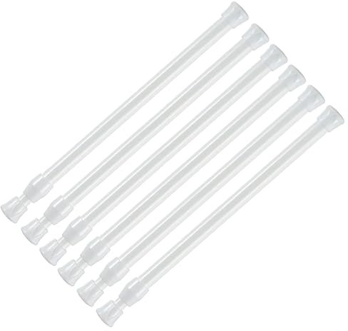 TSKDKIT 6 PCS Gardinenstange Ausziehbar, Vorhangstange ohne bohren, Verstellbare Teleskopstange Klemmstange zum Ausziehen durch Drehen für Schrank, Fenster, Küche, Store, DIY-Projekte(18-28cm, Weiß)