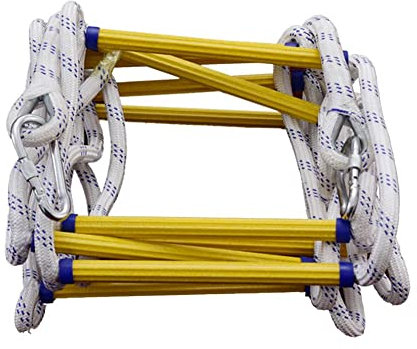 5M 16 FT Balcony Fire Escape Ladder With Hooks Carabins Portable For Adults Multi-use And Outdoor For Treehouse Work Kids