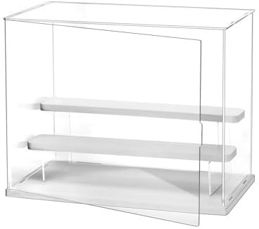 QWORK® Acryl Displaybox, klare Acrylbox, Vitrine für Figuren mit 3 Stufen, zum Schutz und zur Aufbewahrung von Sammlerstücken und Figuren, 32x18x25cm