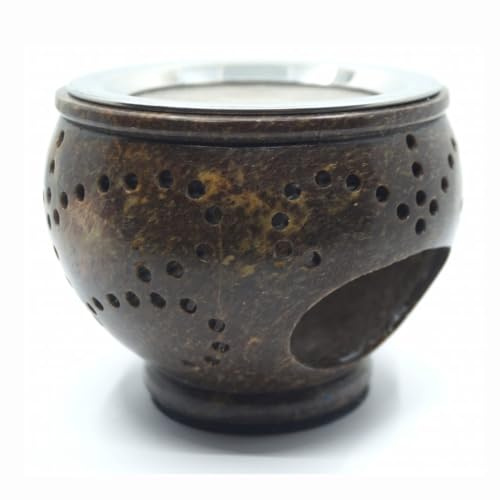 Farbenwald Räucherschale aus Speckstein mit Sieb, Durchmesser 10cm, Handarbeit, zum Räuchern von Harzen wie Weihrauch und Myrrhe, sowie Kräutern und Hölzern