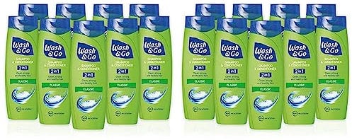 Wash & Go Classic 2 in 1 Shampoo & Conditioner, Men's Hair Shampoo, For All Hair Types, Bulk Pack 2 x 9 bottles (Total 18)