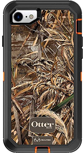 OtterBox Defender Series Case for iPhone SE (3rd & 2nd Gen) & iPhone 8/7 (Only - Not Plus) - Case Only - Non-Retail Packaging - Realtree Max 5HD (Blaze Orange/Black/Max 5 Design)