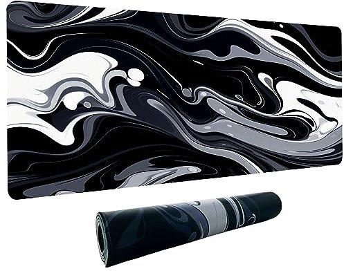 Marbled Design Fluid Pattern Mouse Pad,Thick Waterproof Large Gaming Mousepad with Stitched Edge,Mouse Computer Desk Accessories,Non-Slip Base Mouse Keyboard Mat 800X400X4mm