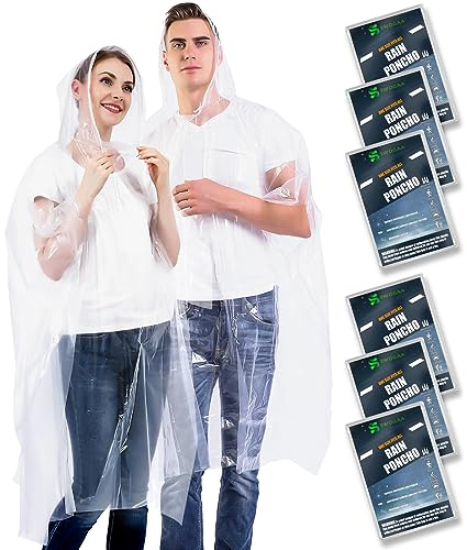 SWOGAA 6/10 Stück Regenponchos für Kinder und Erwachsene extra dick | Familienpackung, Kinder 6 Stück, Erwachsene 6 und 10 Stück, extra dickes transparentes PE-Material, wasserdicht