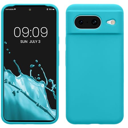 kwmobile Handyhülle für Google Pixel 8 Hülle, für Pixel 8 Case - Hülle Silikon - kabelloses Laden - Cool Glacier