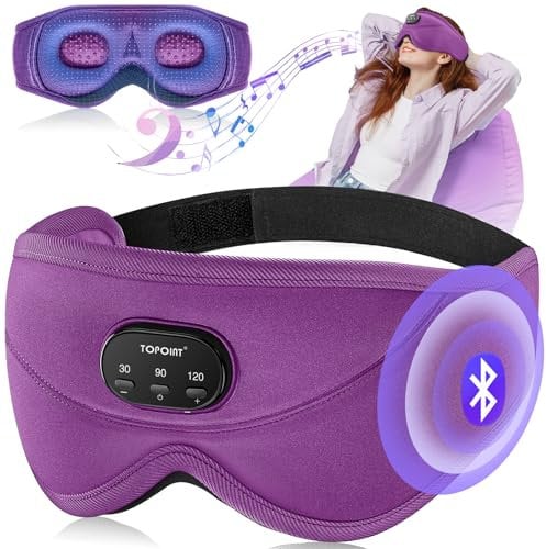 Sleep Mask with Headphone TOPOINT 3D Bluetooth Sleep Mask Blackout Plane Travel Essentials |15hrs Playingtime | Auto-Off Timer,Sleeping Headphones Eye Mask for Sleeping Meditation Gifts Gadgets