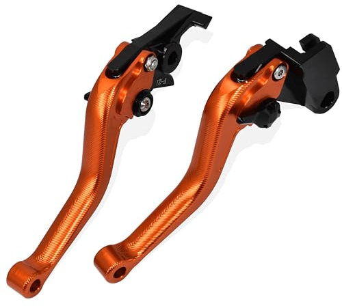 MTCRIGHTER 3D Fischgrätenmuster Kurzer Bremshebel Kupplungshebel für Suzuki GSX-R 600 750 2006-2021, CNC-Aluminiumlegierung hergestellt (Orange)