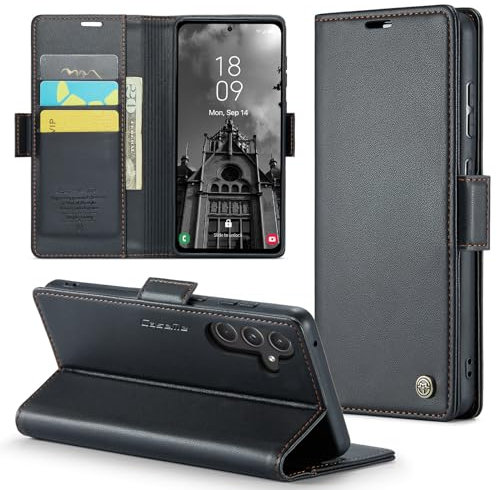 Phernykas Cover per Samsung A55 Custodia Portafoglio [Blocco RFID] Premium Pelle PU [Magnetica] Wallet Libro con Porta Carte Slot Supporto Flip Case per Samsung A55, Nero
