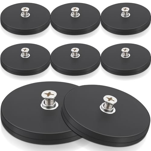 8Stück Neodym Magnete Gummiert, Ø 66mm Starke gummiert Magnete Anti-Rutsch mit M6 Innengewinde Magnetischer Montagesockel für Lichtleisten, 30kg Haftkraft Gummi Runde Magnete mit Gewinde