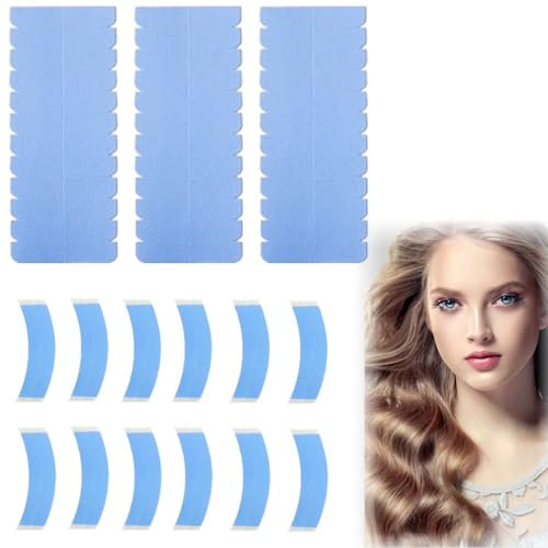WHYCNJL 48 Piezas Disolvente Extensiones Adhesivas Cinta Adhesiva Tiras Adhesivas para Pelucas y Toupé Pegamento Adhesivo de Extensión para la Aplicación de Cabello Pelucas Dos Estilos