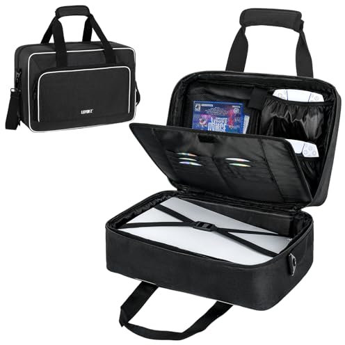 PS5 Tasche,PS5 Tragetasche Kompatibel mit Playstation 5 Konsole,PS5 Pro,PS5 Disk,Digital Edition,Konsolentasche mit Unterteilbaren Fächer für PS5 Controller,PS5-Spiele,Gaming-Headset und Zubehör