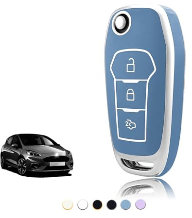 TOOMUME Schlüsselhülle TPU, Autoschlüssel Hülle Passt für Ford Fiesta Focus Puma Mondeo Ecosport Explorer Kuga Ka Tourneo Connect Ranger F150, Schlüsselcover Schutz Schlüsselgehäuse - Flip Key