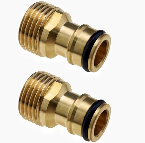 2 connettori per rubinetto da giardino in ottone, 1/2 , in ottone, maschio filettato, per tubo flessibile, in rame da 1/2, raccordi per irrigazione maschio per rubinetto filettato, connettore rapido