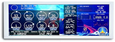 VSDISPLAY 20 cm (7,84 Zoll) 1280 x 400 IPS Mini-Monitor gestreckte Leiste LCD-Display, Weiß