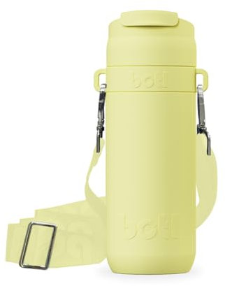One Green Bottle –Brew Flask Stainless Steel Reusable Insulated Coffee Cup, Leakproof Travel Mug, Coffee, Tea, Hot Drink Flask with Flip Cap, Handle and Carrier - BOTL 400ml Banana