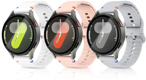 aceyoon 3 Pezzi Cinturini Compatibile con Samsung Galaxy Watch 7 FE 6 5 4 40mm 44mm/Watch 6 Classic 43mm 47mm/4 Classic 42mm 46mm/5 Pro 45mm, Cinturino in Silicone Morbido 20mm per da Donna a Uomo
