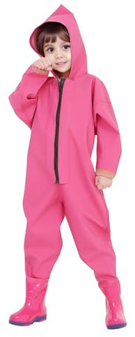 Generisch Weihnachten Wathose für Kinder, Jugendliche, mit Kapuze, Reißverschluss, zum Angeln, für Kleinkinder, Kinder, wasserfeste Jagd-Wathose mit Regenstiefeln, Overall Plüschtier (7-8 Years)