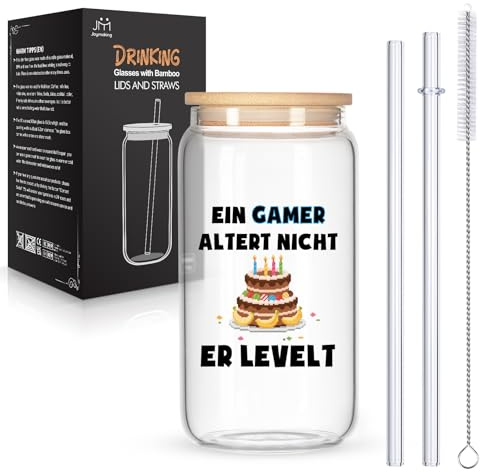 Joymaking Weinglas für Gamer Geschenk - Ein Gamer altert nicht er levelt - Zocker Geschenk zum Geburtstag, Geburtstagsgeschenk Lustig für Teenager Jungen und Mädchen 520ml