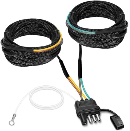 Ujjdwiurgh Faisceau Câblage Remorque à 4 Broches et 5 Fils 22 Pieds, Kit D'Éclairage Remorque, Faisceau à 5 Fils et 4 Broches, Connecteur Remorque, Prise pour Bateau Camping-Car
