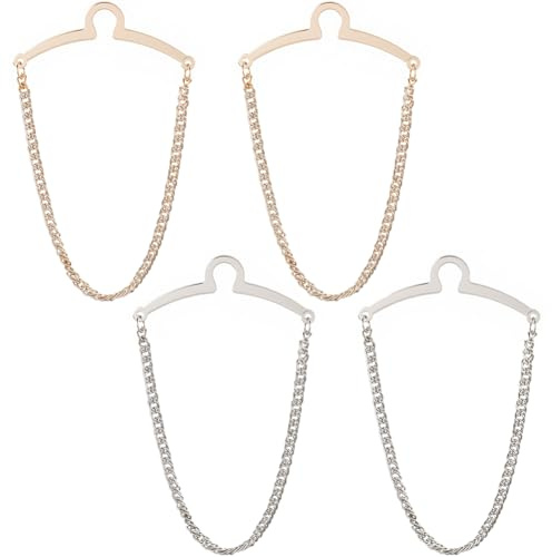 SUNNYCLUE 1 Box Mit 4 goldenen Krawattenketten Krawattenklammern Kette Silberne Modische Krawattenglieder Halskragennadeln Brosche Herrenzubehör Krawattenklammer Für Business Und Hochzeit Krawatten Sc