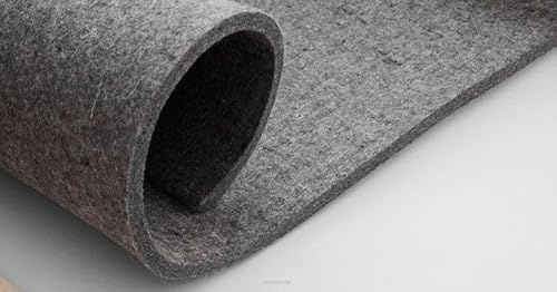 Filzmatte 7 mm - Filz Meterware 160 x 50 cm - Extra Dicht aus Polyester Filz 700 g/m2 - Robuste Filzplatte für Schallschutz, Filzunterlage unter Maschinen, Zuschneidbar, Ideal für DIY, Grau