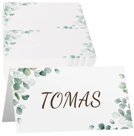 40 Pcs Marque Place Mariage, Style Feuille Verte 9 x 5cm Cartes De Place, Porte Nom Table Baptême Cartons pour Communion, Festival, Fête