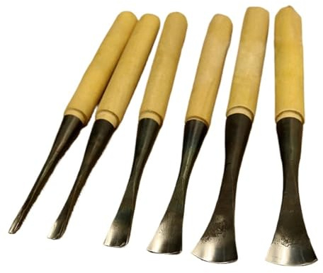 6PC Set Woodwork Carving Knife Round Cirle Dig a Hole Spoon Chisel 0.5-3cm Hand Wood Knives(Deep Circle 6PC)