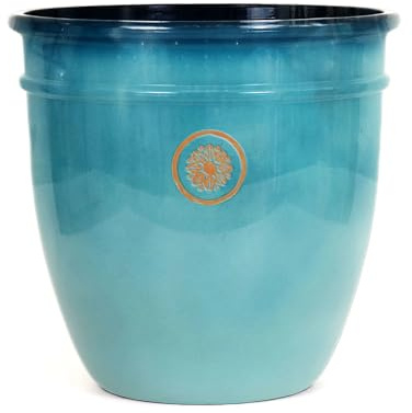 Somerset Classic Planter – Decorative Indoor & Outdoor Plant Pot, Lightweight Recycled Plastic Garden Planter, Frost Proof & UV Resistant Patio Flower Pot for Plants & Herbs (Aqua, 18 Litre)